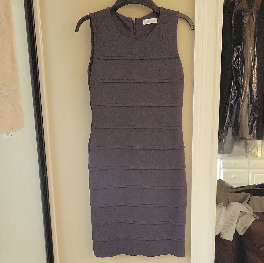 Calvin Klein Charcoal Sleeveless Midi Dress